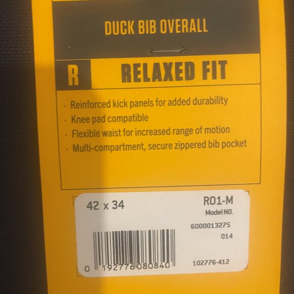 *NEW* CARHARTT Men's Relaxed Fit Duck Bib Overalls (42x34) R01-M Navy Blue - Picture 11 of 11